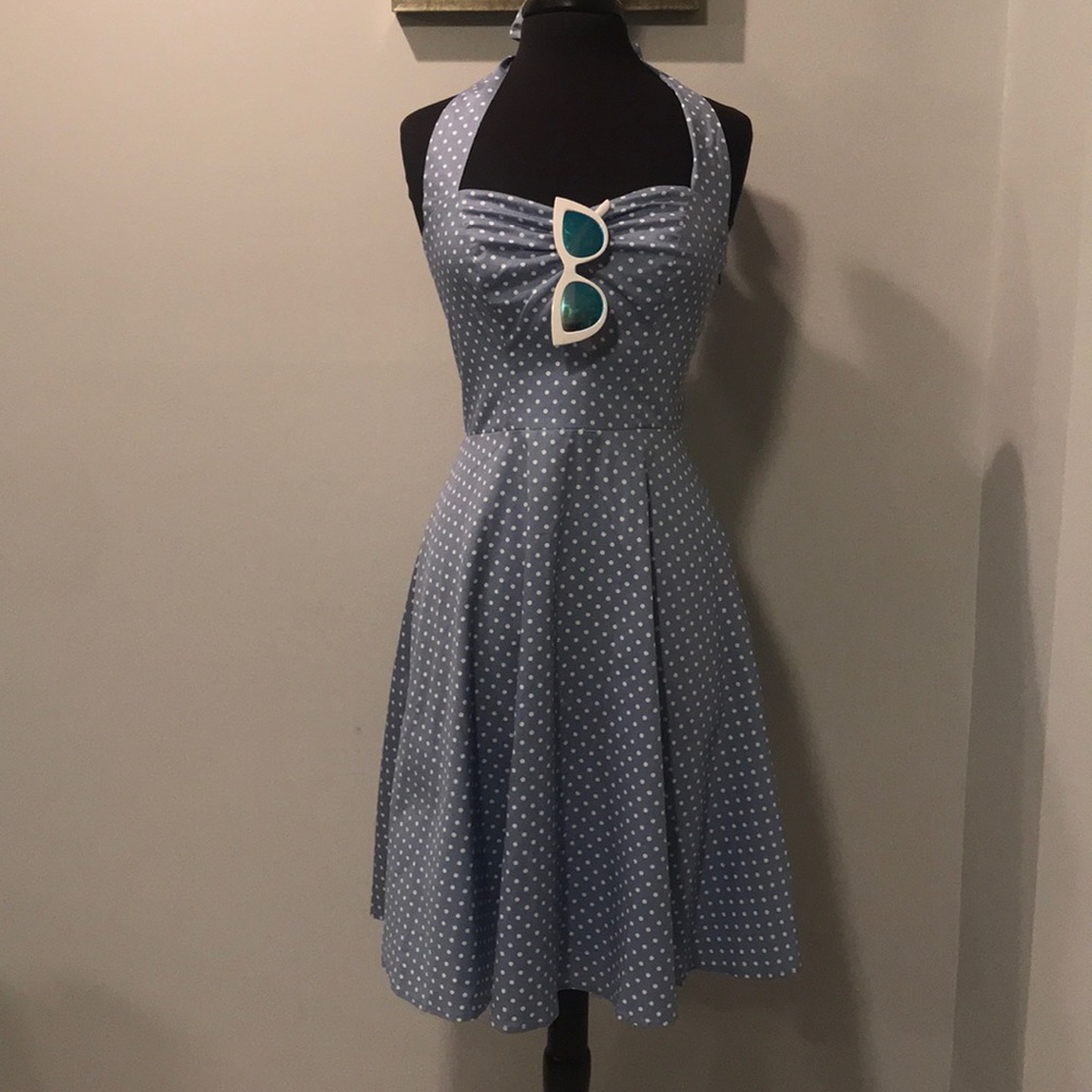 Blue & White Polka Dot Dress